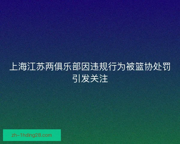 上海江苏两俱乐部因违规行为被篮协处罚引发关注 上海江苏两俱乐部因违规行为被篮协处罚引发关注